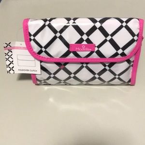 Modella Black/White/Pink Checkered FoldOver Bag